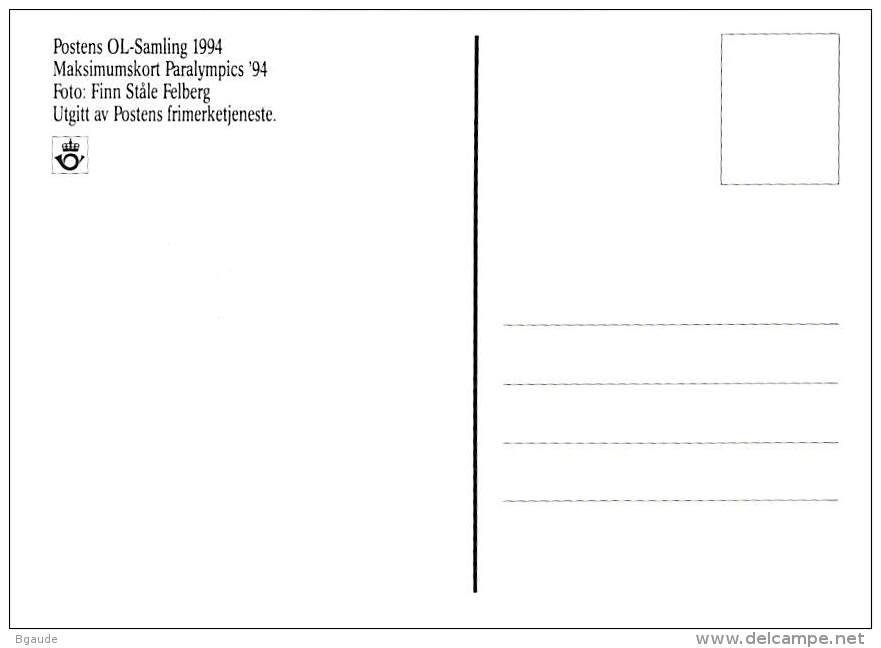 NORVEGE  CARTE MAXIMUM  NUM.YVERT 1109 JEUX OLYMPIQUES LILLEHAMER DE 1994 SPORT Handicapes - Maximum Cards & Covers