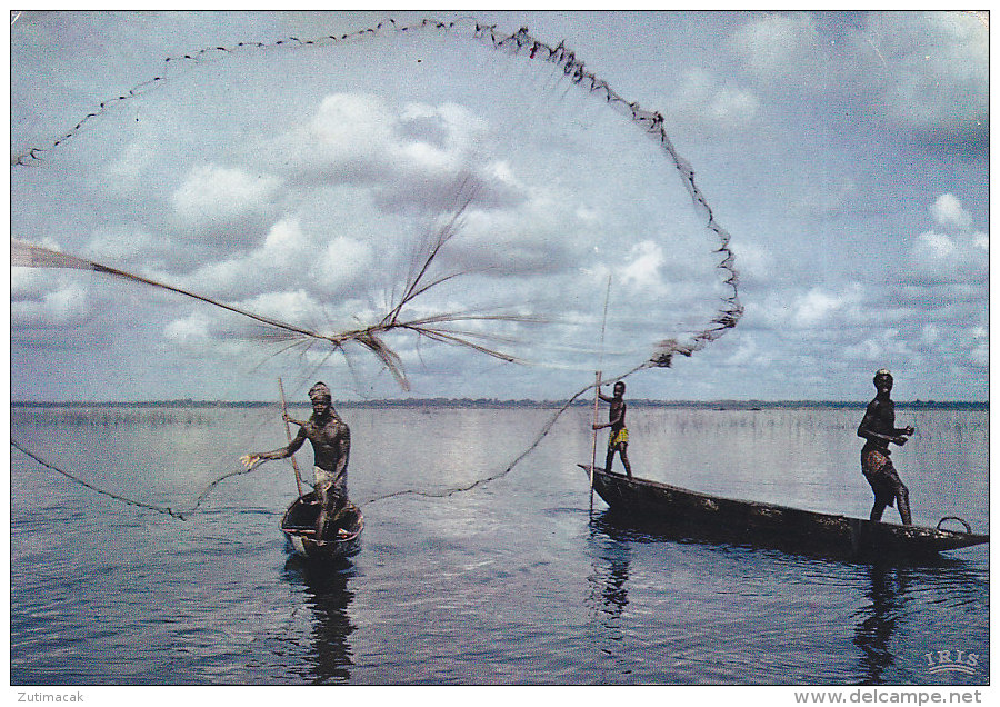 Tanzania Kenya Uganda - Net Fishing Old Postcard 1970 Stamp - Oeganda