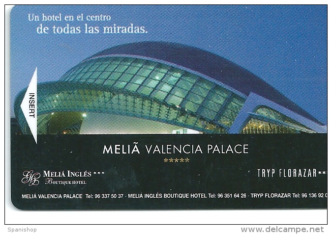 HOTEL VALENCIA PALACE , Llave Clef Key Keycard Karte - Etiquetas De Hotel