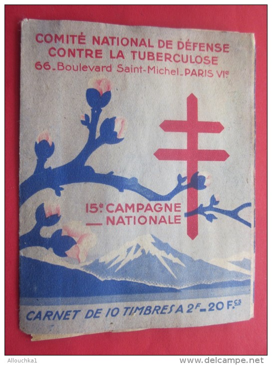 Rare 1945 ERINNOPHILIE FRANCE BLOC CARNET 10 VIGNETTE ANTI TUBERCULEUX NESTLE GIBBS 15é CAMPAGNE CONTRE TUBERCULOSE - Blocs & Carnets
