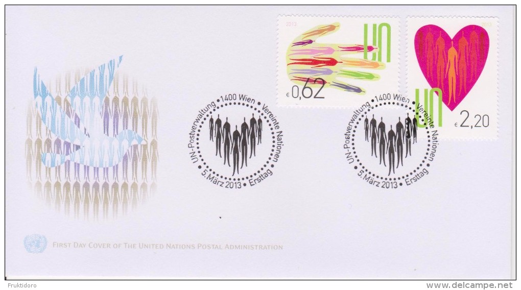 United Nations FDC Mi 766-767 - Hand - Heart - Cancellation Vienna - 2013 - FDC