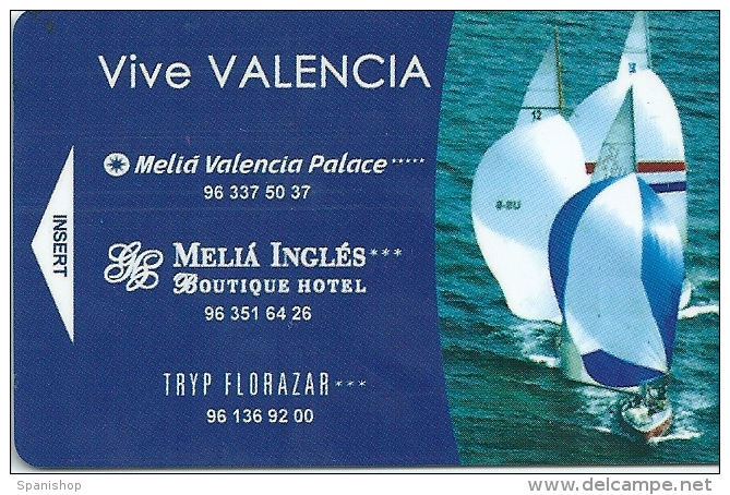 HOTEL MELIA VALENCIA PALACE - INGLES SHIP WIND BOAT,BALLESTER IN REVERSE , Llave Clef Key Keycard Karte - Hotel Labels