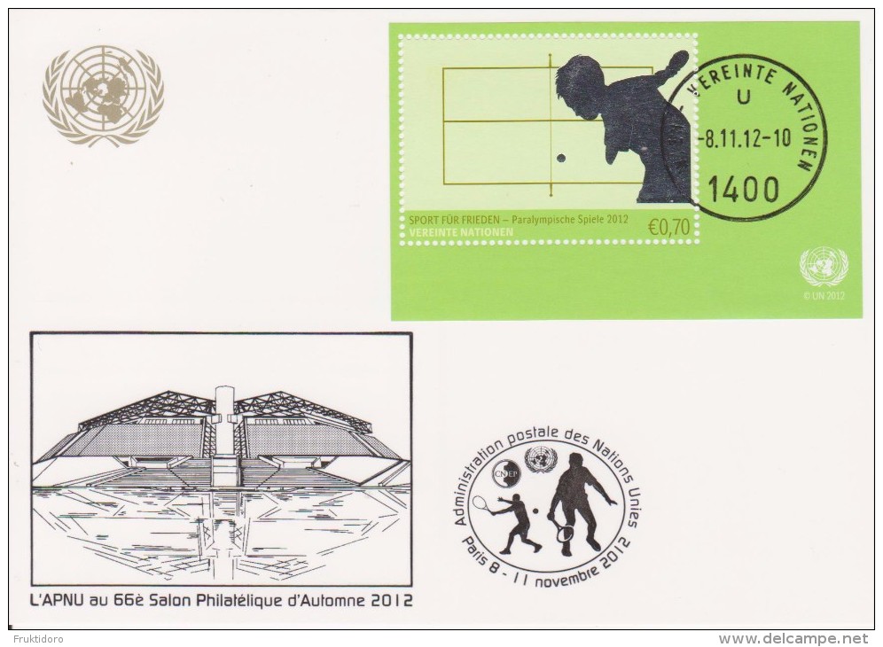 United Nations Show Card 2012 ´Salon Philatélique Paris´ - November 2012 - Block 31 - Paralympic Summer Games, London - Covers & Documents