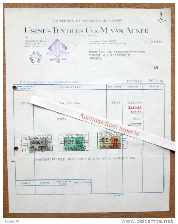 Usines Textiles G. & M. Van Acker, Brusselse Steenweg, Ledeberg Gent 1952 - 1950 - ...