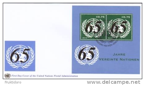 United Nations FDC Block 28 - 65th Anniversary Cancellation Vienna - 2010 - FDC