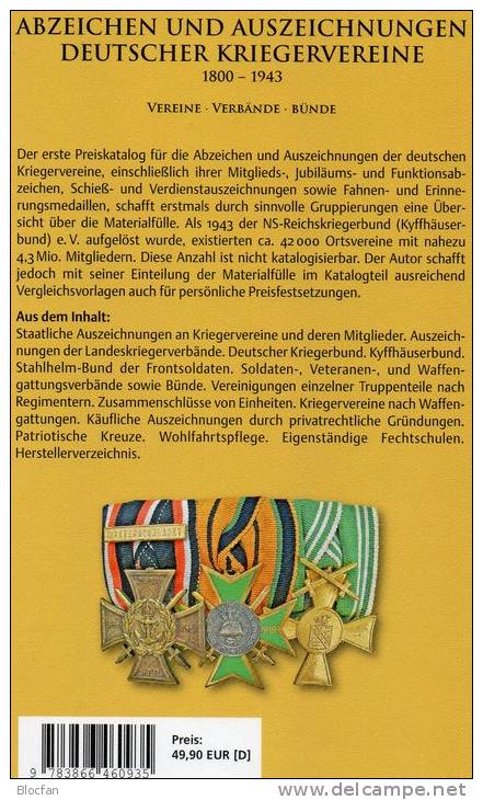 Abzeichen Kriegervereine In Deutschland Katalog 2013 New 50€ Nachschlagwerk Auszeichnungen Bis 1943 Catalogue Of Germany - Libri & Cd