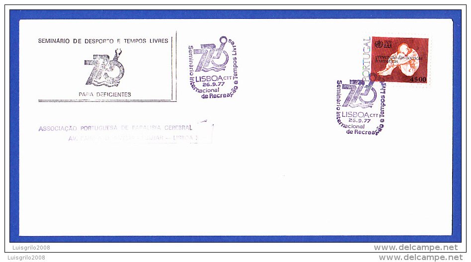 SEMINÁRIO DE DESPORTO E TEMPOS LIVRES PARA DEFICIENTES - LISBOA - 26.9.1977 - Postal Logo & Postmarks