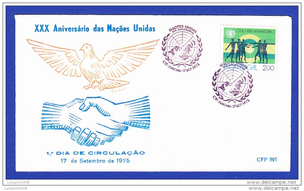 ENVELOPPE - XXX ANIVERSÁRIO DAS NAÇÕES UNIDAS - 12.SET.1975 - Postal Logo & Postmarks