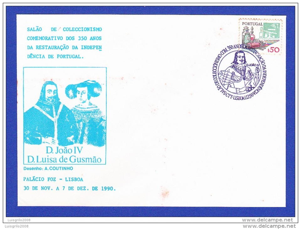 ENVELOPPE -   SALÃO COLEC. COM. 350 ANOS RESTAURAÇÃO INDEPENDÊNCIA - 30 A 7.DEZ.1980 - Postal Logo & Postmarks