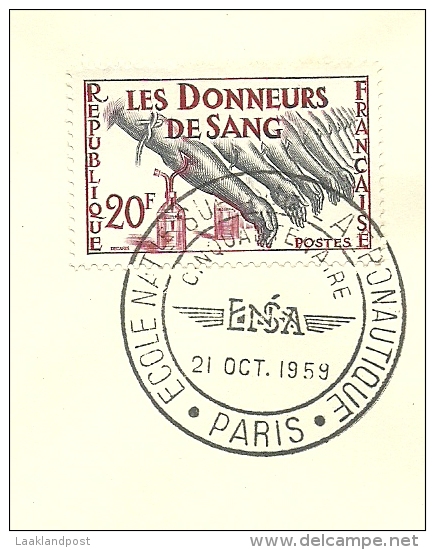 Hommage Aux Donneurs De Sang; L'aeronautique Paris 21/10/1959  Yvert 1220 Et Lille 1188 - Brieven En Documenten