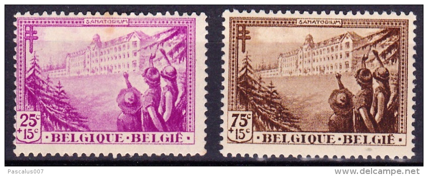 A5-01-032 - Belgique T - Timbres X - COB 357-358 -  - Antituberculeux - Vue Du Sanatorium Pour Femmes 'Les Pins' Créé En - Typografisch 1929-37 (Heraldieke Leeuw)
