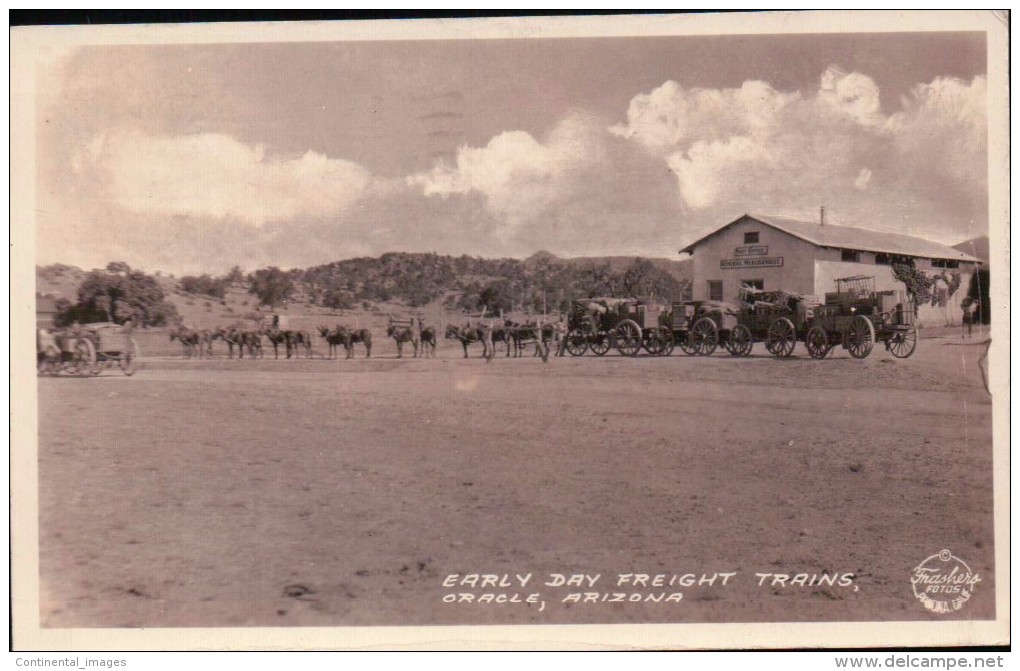 ARIZONA/ EARLY DAY FREIGHT TRAINS, ORACLE/ POST OFFICE/ SUPERBE ANIMATION/Référence 5380 - Tucson