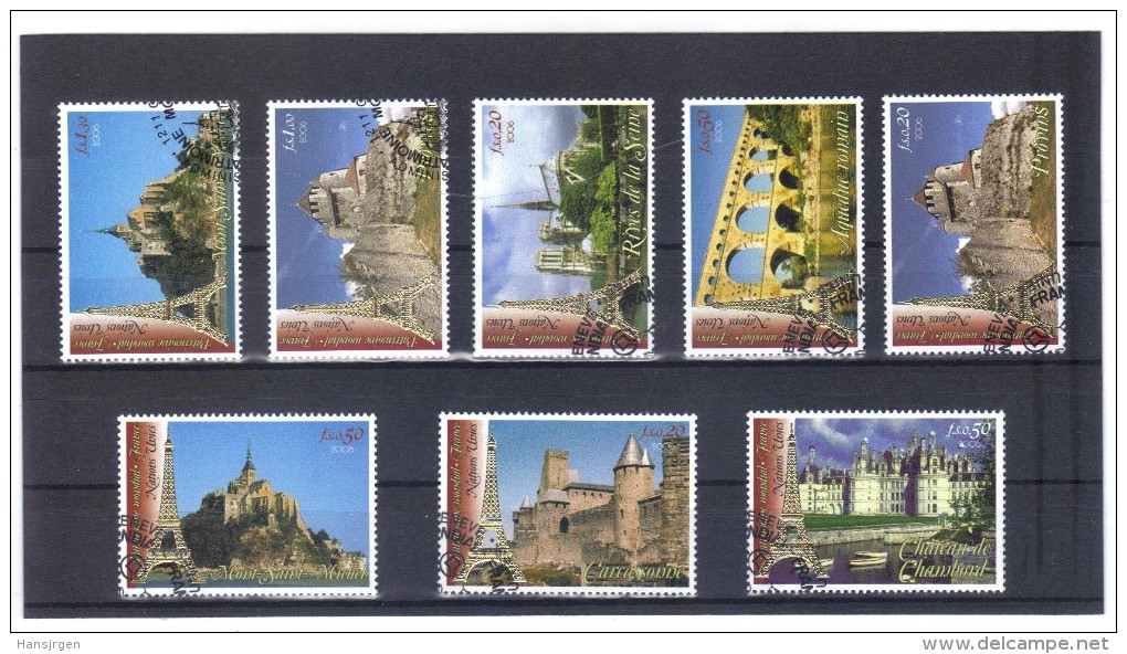 MEX1189  UNO GENF 2006  MICHL  543/44 + 545/50  WELTERBE FRANKREICH Aus MH Und BOGEN  Used / Gestempelt - Gebraucht