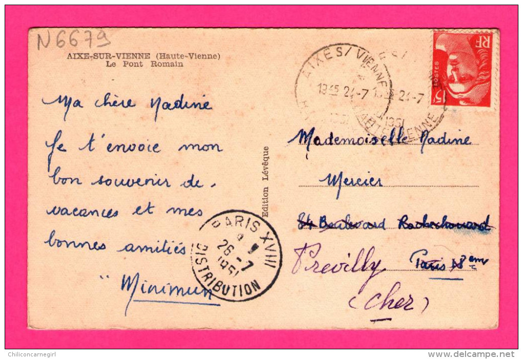 Aixe-sur-Vienne - Le Pont Romain - Edit. LEVÊQUE - THEOJAC - 1951 - Aixe Sur Vienne