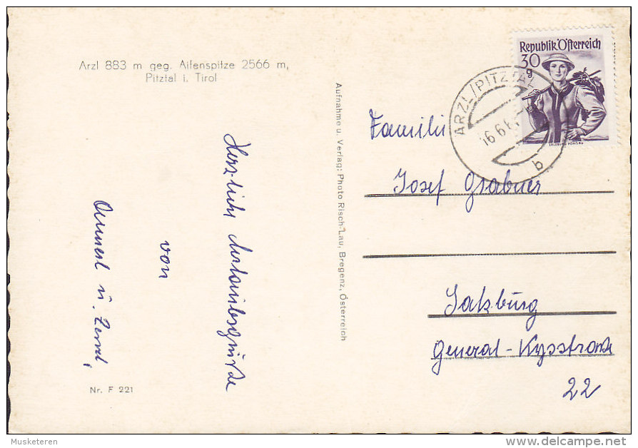 Austria PPC Arzl Gegen Aifenspitze Pitztal I. Tirol ARZL/PITZAL 196? Trachten Briefmarke (2 Scans) - Pitztal