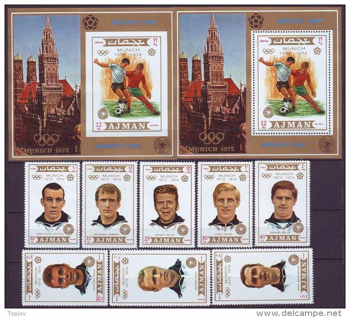 AJMAN - WM  GERMANY - SET + BL 2  - **MNH - 1972 - 1974 – Germania Ovest