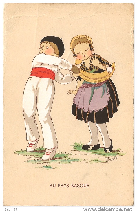 Carte Postale Au Pays Basque, Dessin Humouristique,enfant, Pelote Basque - Altri & Non Classificati