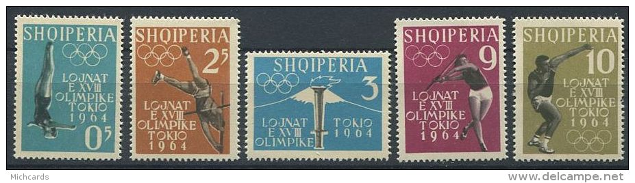 119 ALBANIE 1962 - Sport JO Tokyo 1964 (Yvert 576/80) Neuf ** (MNH) Sans Charniere - Albania