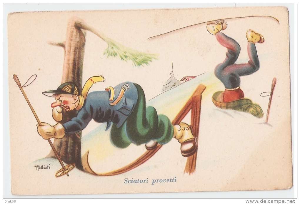 GALBIATI - HUMORISTIC / COMIC 1940s POSTCARD - SKI - BEGINNER SKIERS - Non Classés