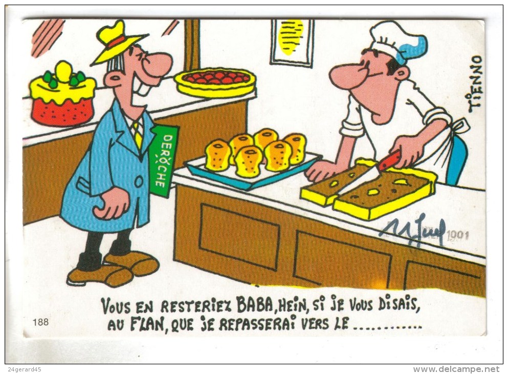 CPSM BON DE COMMANDE HUMOUR PATISSIER - Vous En Resteriez Baba Si Je Vous Disais Au Flan...ill. TIENNO - Humour