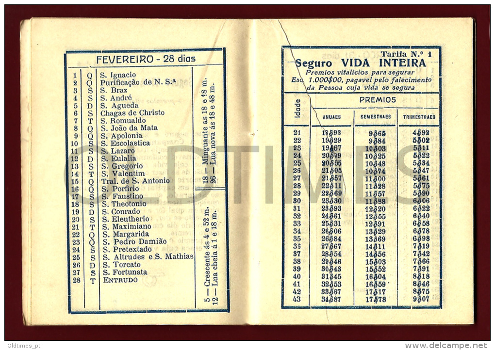 PORTUGAL - IRIS - COMPANHIA DE SEGUROS - CALENDARIO BRINDE - 1922 OLD ADVERTISING CALENDAR - Small : 1921-40