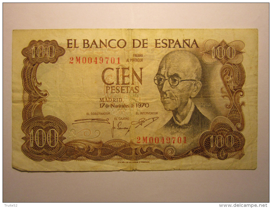 100 Pesetas - Cien Pestas - ESPAGNE- 1970 El Banco De ESPANA - 100 Pesetas