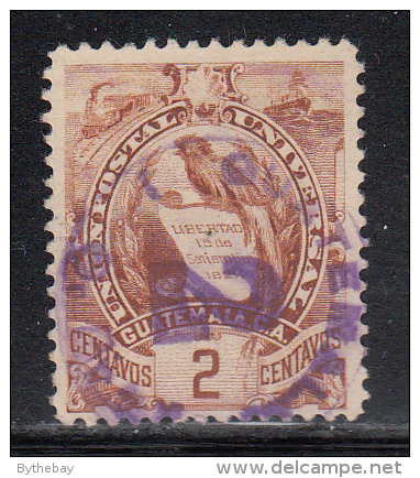 Guatemala Used Scott #32 2c National Emblem, Brown - Guatemala