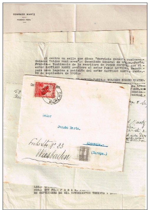 Correros Huacho Pérou 1936  Flamme Correos Del Peru Lima 21.IX.1936 Avec Correspondance - Peru