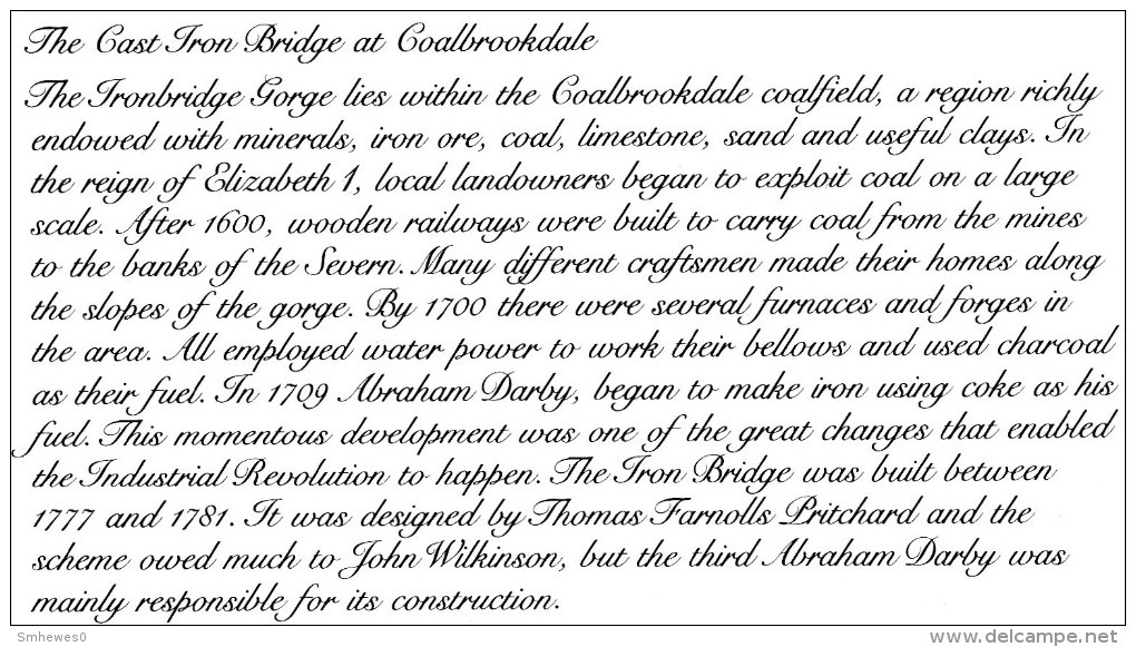 First Day Cover - Industrial Archaeology II - Ironbridge - Benham. BS26 - 1991-2000 Decimal Issues