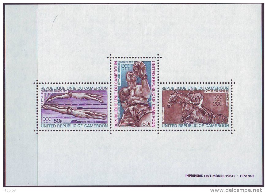 CAMEROON - OLYMPICS - SWIMING -BOXING - HORSE - **MNH - 1972 - Unused Stamps