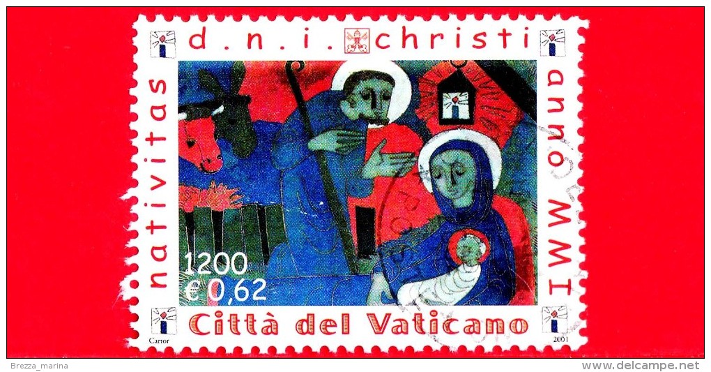 VATICANO  - 2001 - Usato - Natale - 1200 L. - 0,62 € • Natività, Opera Di E.G.Weinert - Oblitérés