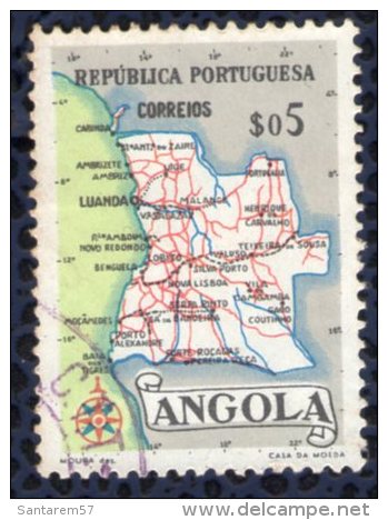Angola 1955 Oblitéré Rond Used Carte Géographique Mappe 5 Centimos - Angola