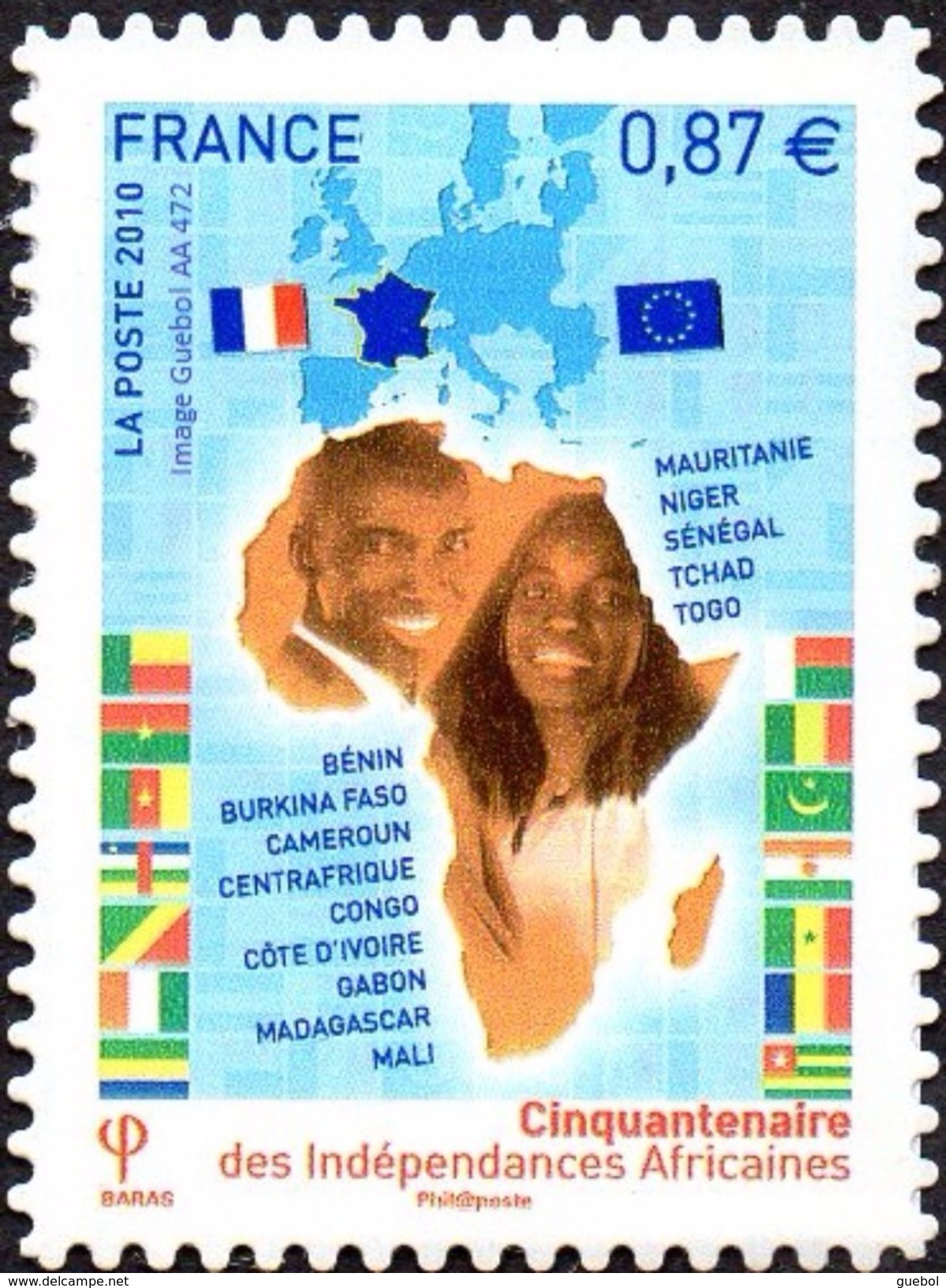 France Autoadhésif ** N°  472 Au Modèle 4496 - Cinquantenaire Des Indépendances Africaines - Drapeaux (BdF Possible) - Neufs