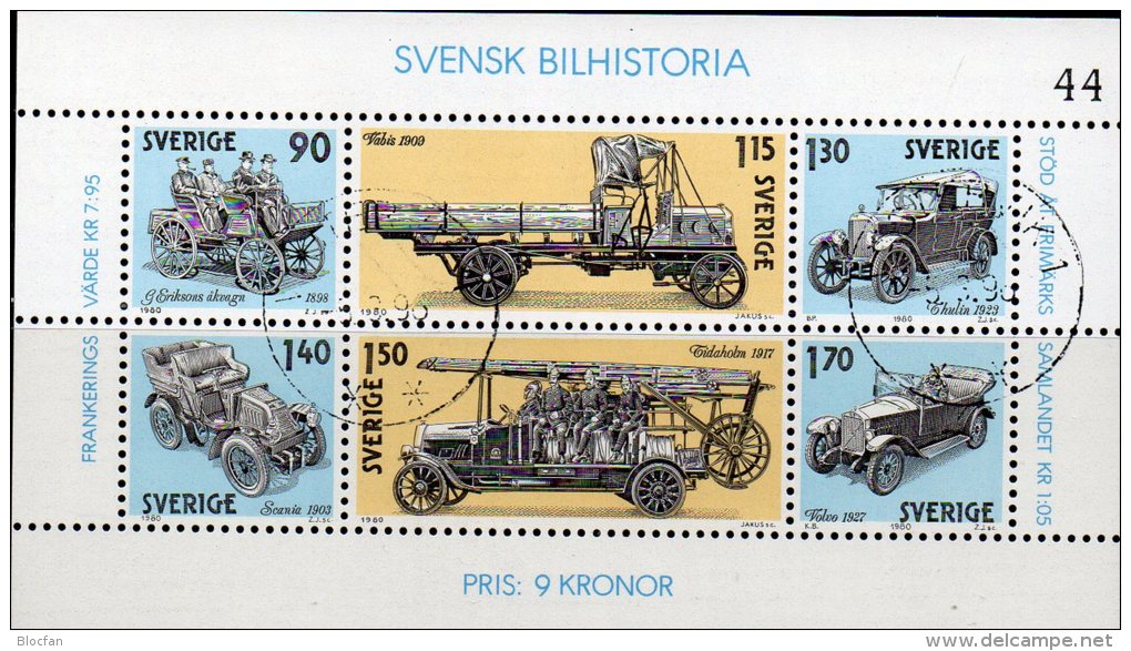 Auto-Industrie 1980 Schweden Block 8 O 3€ Petroleum-Autos Thulin Vabis Scania Volvo Hb History M/s Bloc Sheet Bf Sverige - Usati