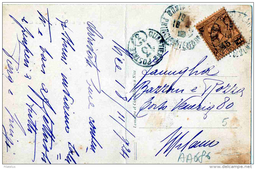 NICE-18-11-1924-PRINCIPATO DI MONACO X MILANO - Storia Postale