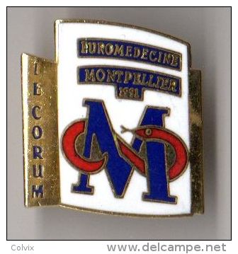 PIN´S MEDICAL EUROMEDECINE MONTPELLIER 1991 Signé Double Six - Médical
