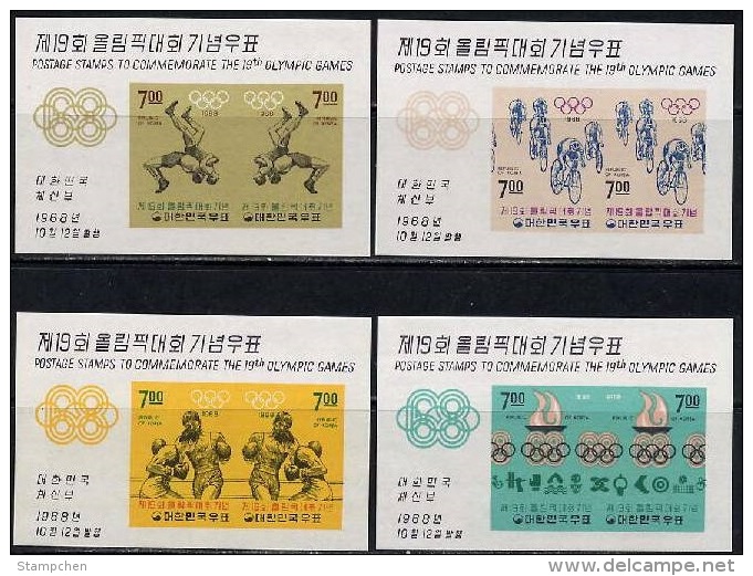 1968 South Korea Olympic Games Stamps Souvenir Sheet(s/s)  Cycling Boxing Wrestling Basketball Volleyball - Summer 1968: Mexico City