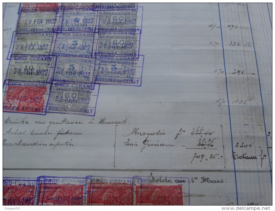 Livre De Taxes Des Ets Gres Cérames De Bourlers-document Unique Année 1926 à 1930- Nombreux Noms à étudier - Sonstige & Ohne Zuordnung