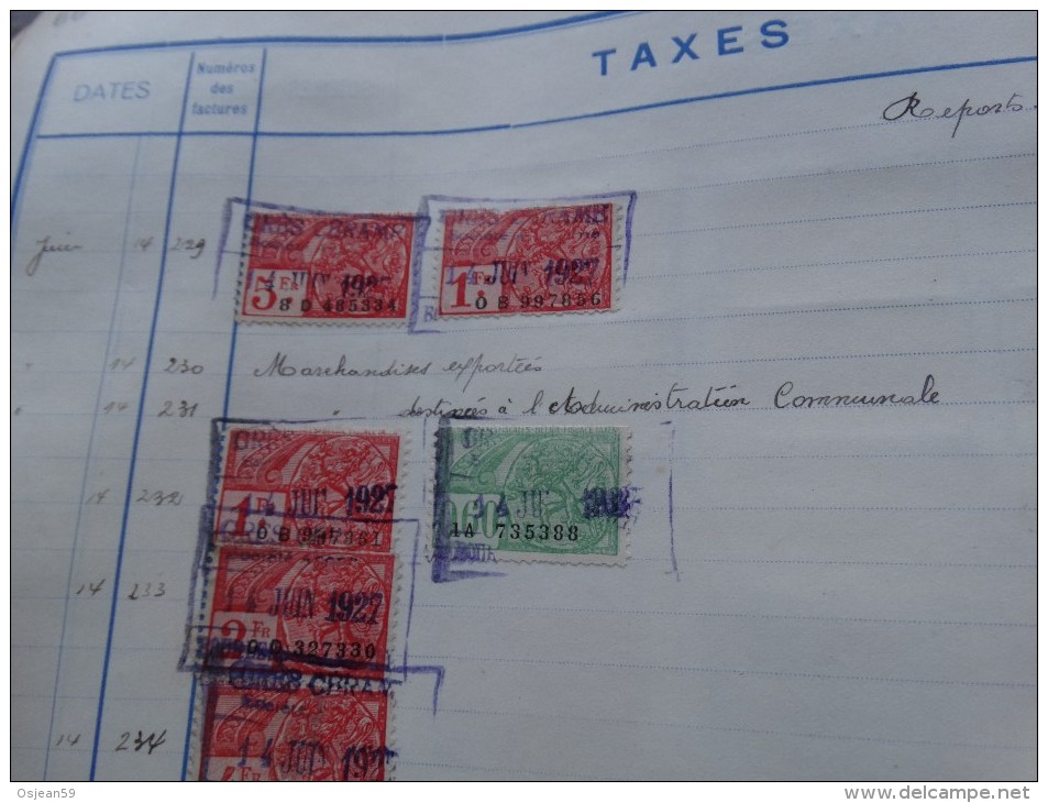 Livre de taxes des Ets Gres Cérames de Bourlers-document unique année 1926 à 1930- Nombreux noms à étudier