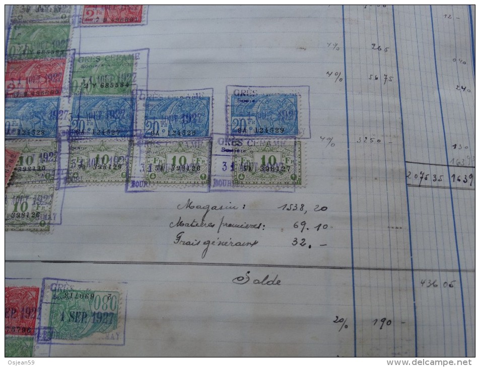 Livre de taxes des Ets Gres Cérames de Bourlers-document unique année 1926 à 1930- Nombreux noms à étudier