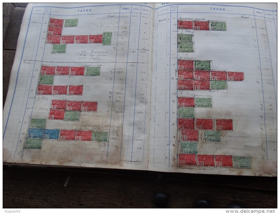 Livre de taxes des Ets Gres Cérames de Bourlers-document unique année 1926 à 1930- Nombreux noms à étudier