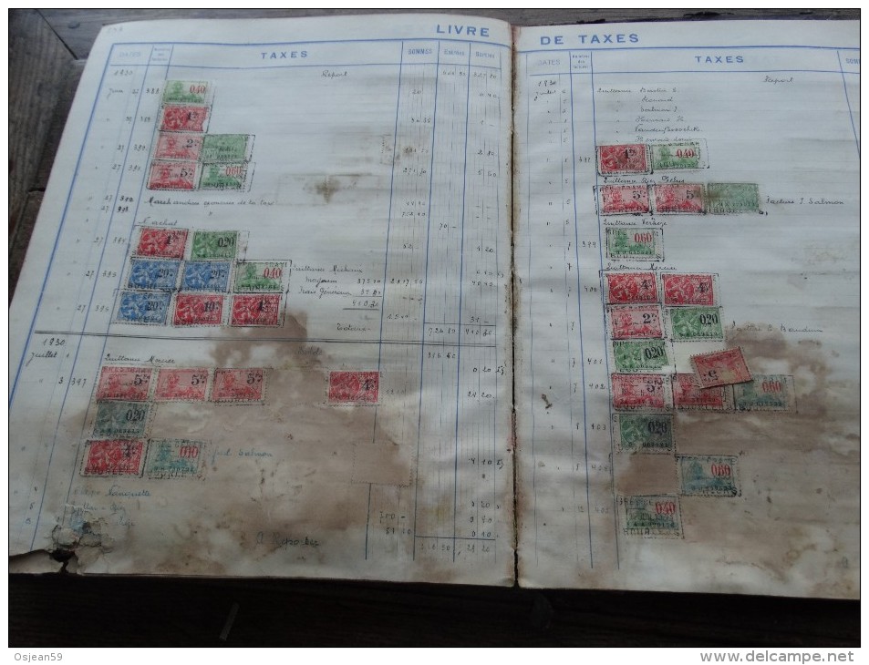 Livre de taxes des Ets Gres Cérames de Bourlers-document unique année 1926 à 1930- Nombreux noms à étudier