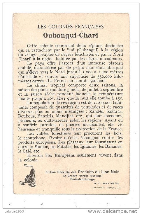 Oubangui-Chari-Colonies Françaises--Produits Du Lion Noir--(A.6016) - Congo Français