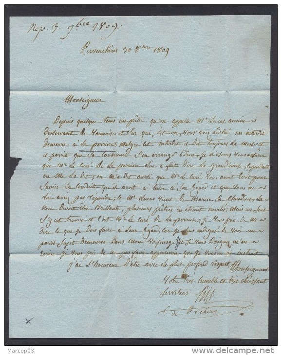 ORNE LE MELE PP Linéaire 33 Mm  Daté Du 8 Octobre 1809  Taxe 2 Au Verso TTB  Ind 15 - 1801-1848: Précurseurs XIX