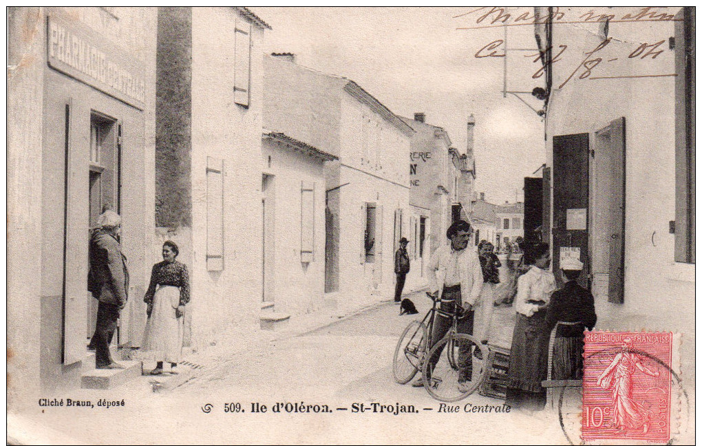 Cpa  17  Ile D'oleron , Saint Trojan , Rue Centrale Animee - Ile D'Oléron