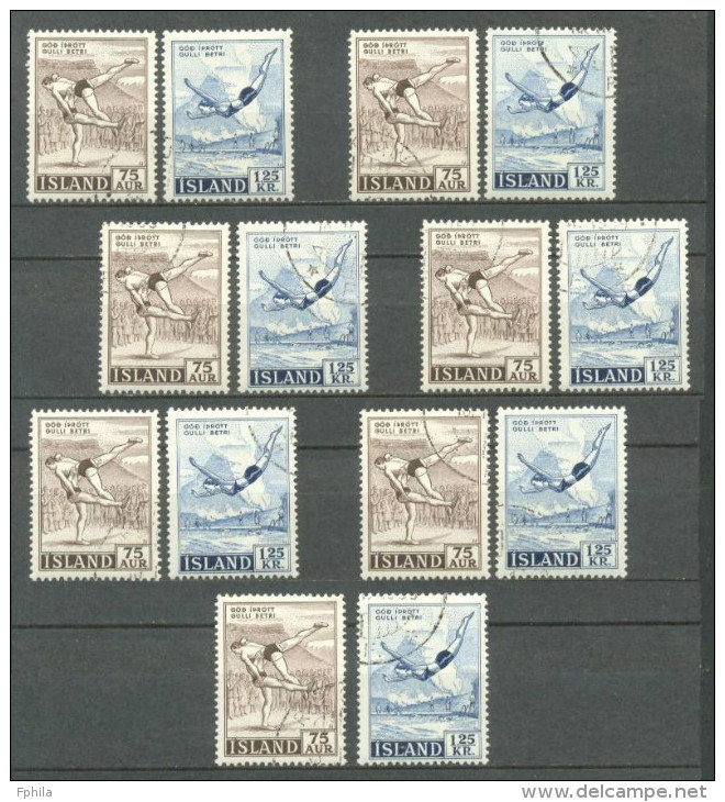 1955 ICELAND SPORTS 7x Sets MICHEL: 298-299 USED - Gebruikt