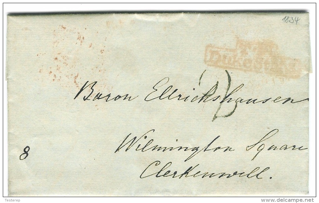 DUKE STREET   1834 To Baron.. In Clerkenwell - ...-1840 Prephilately