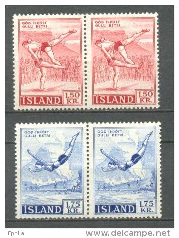 1957 ICELAND SPORTS MICHEL: 314-315 PAIRS MNH ** - Unused Stamps