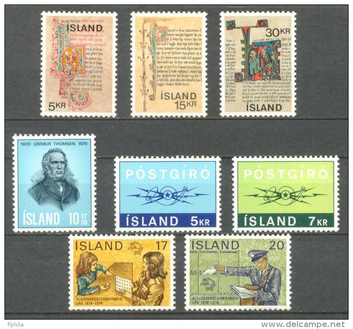 1970 -1971 - 1974 ICELAND COMPLETE SETS ALL MNH ** - Unused Stamps