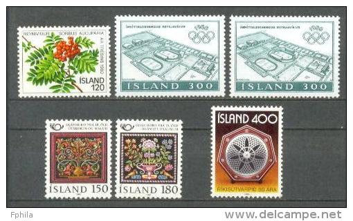 1980 ICELAND COMPLETE SETS ALL MNH ** - Neufs